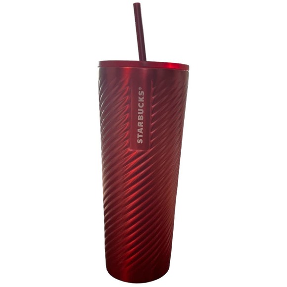 Starbucks Candy Textured Stainless Steel Cold Cup Tumbler 24 Ounce Cherry Red - Picture 1 of 4